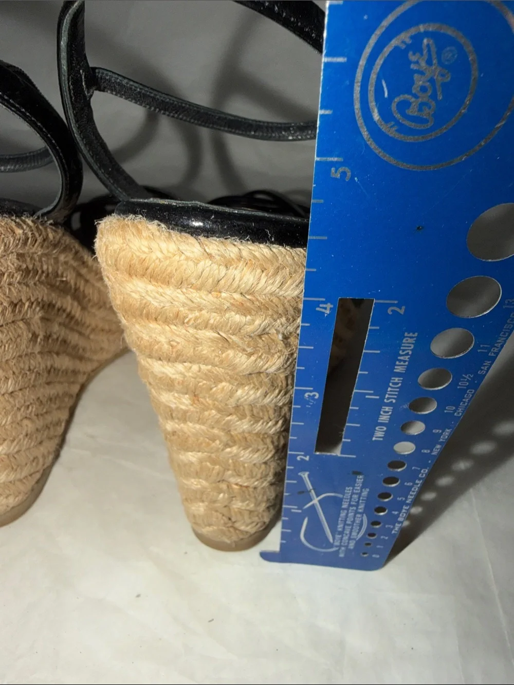 Gucci Black Patent Leather Wedge Espadrille Sandals with Jute Platform Size 36.5